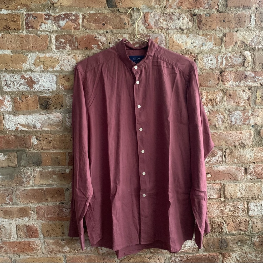Eton Collarless Shirt - Red